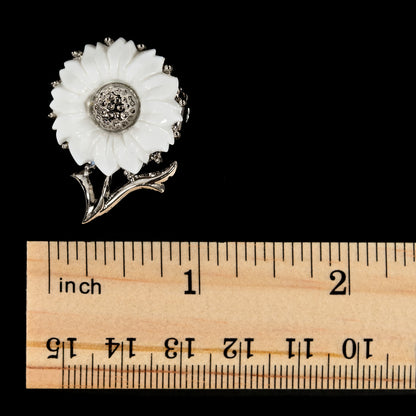 Vintage Crown Trifari White Daisy — Matching Set: Clip-On Earrings, Bracelet & Necklace
