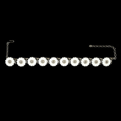 Vintage Crown Trifari White Daisy — Matching Set: Clip-On Earrings, Bracelet & Necklace