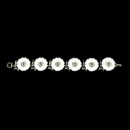 Vintage Crown Trifari White Daisy — Matching Set: Clip-On Earrings, Bracelet & Necklace