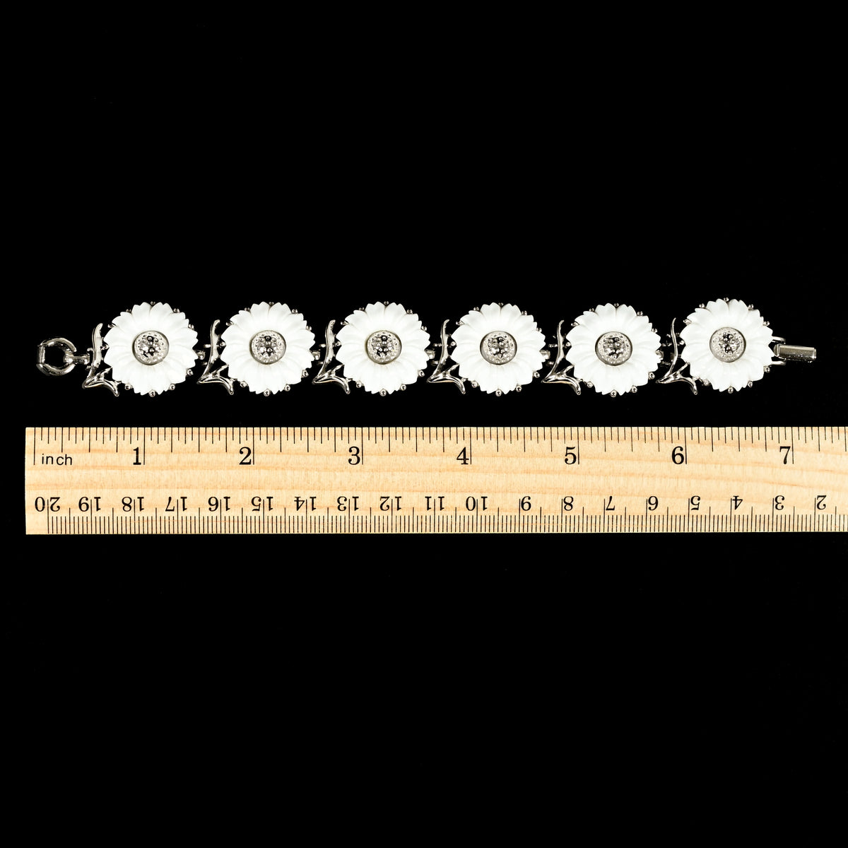 Vintage Crown Trifari White Daisy — Matching Set: Clip-On Earrings, Bracelet & Necklace