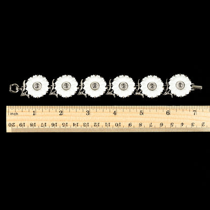 Vintage Crown Trifari White Daisy — Matching Set: Clip-On Earrings, Bracelet & Necklace