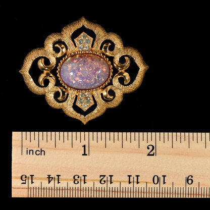 Vintage Crown Trifari Opalescent Cabochon Rhinestone  — 6-Piece Matching Set:  2-Brooch, 2-Earrings, Bracelet & Necklace