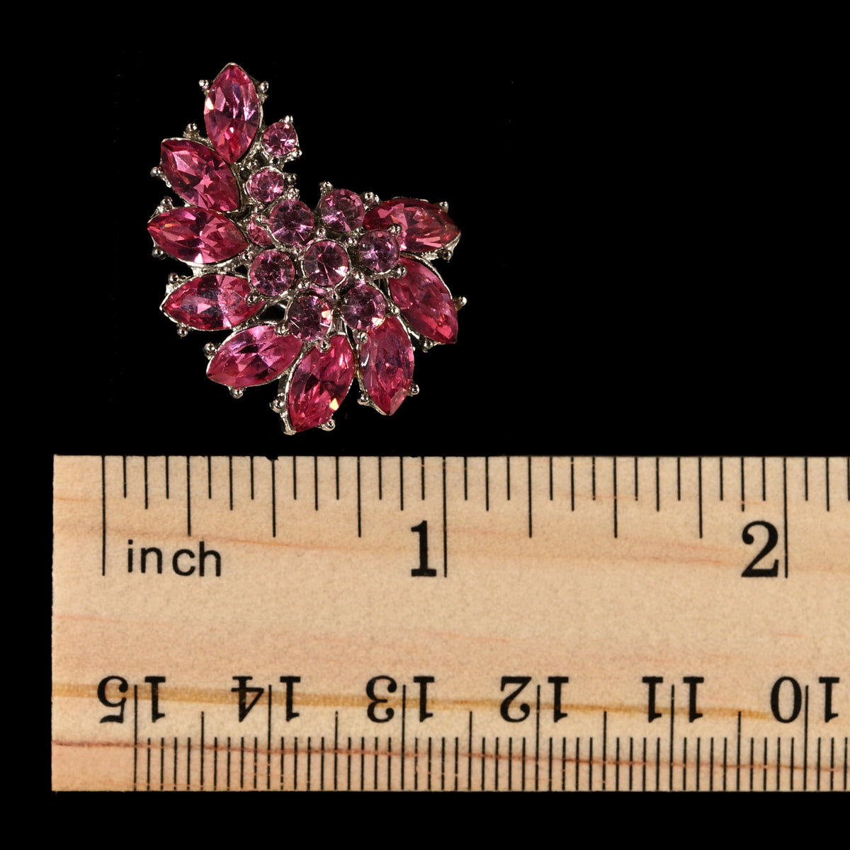 Vintage Crown Trifari Pink Rhinestone Wreath — Matching Set: Brooch & Clip-On Earrings