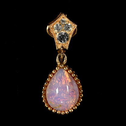 Vintage Crown Trifari Opalescent Cabochon Rhinestone  — 6-Piece Matching Set:  2-Brooch, 2-Earrings, Bracelet & Necklace