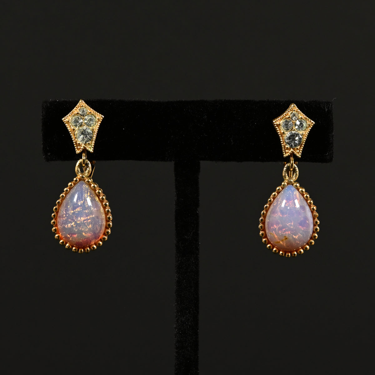 Vintage Crown Trifari Opalescent Cabochon Rhinestone  — 6-Piece Matching Set:  2-Brooch, 2-Earrings, Bracelet & Necklace
