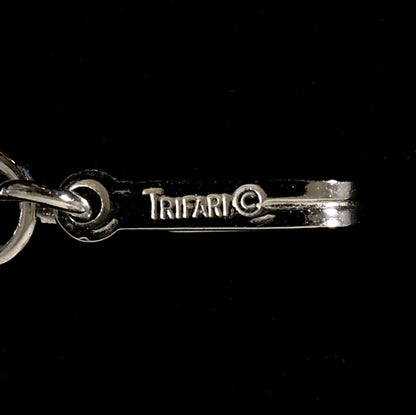 Vintage Crown Trifari Silver-Tone Textured Geometric — Matching Set: Clip-On Earrings, Bracelet & Necklace