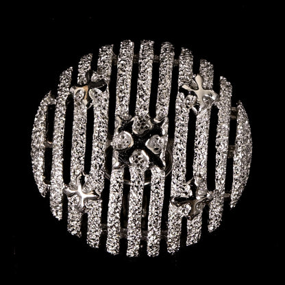 Vintage Crown Trifari Silver-Tone Textured Geometric — Matching Set: Clip-On Earrings, Bracelet & Necklace