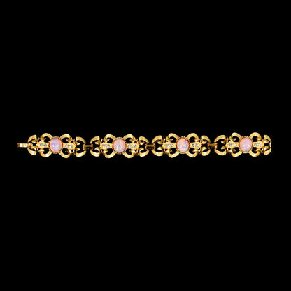 Vintage Crown Trifari Opalescent Cabochon Rhinestone  — 6-Piece Matching Set:  2-Brooch, 2-Earrings, Bracelet & Necklace